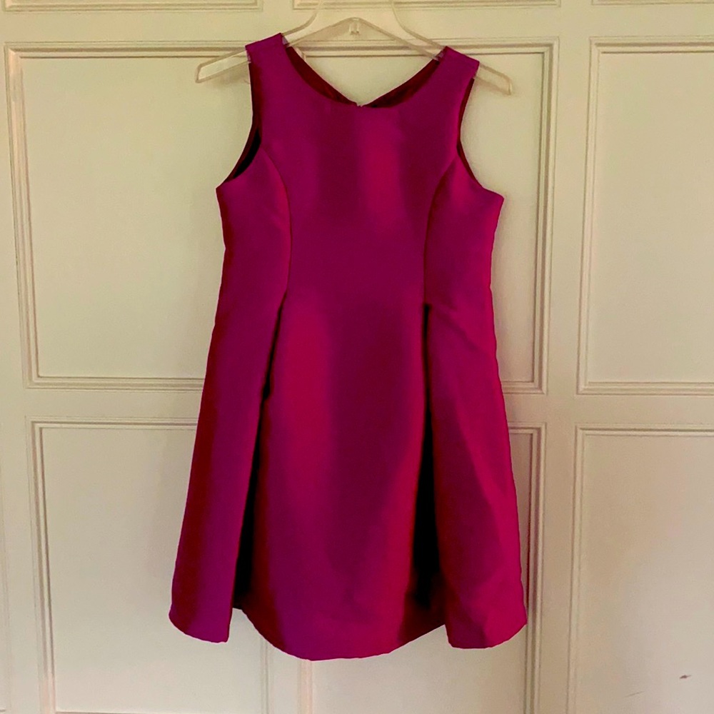 Girls fuchsia-pleated dress with liner